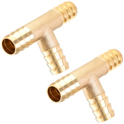 Poppstar 2x Druckluft Schlauchverbinder T Stück mit Druckluft-Stecknippel (AD 10 3mm / ID 8 5) Messing