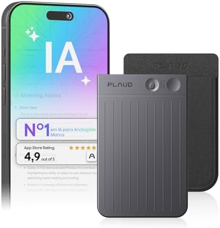 Gravador de voz com IA, gravador de áudio Plaud Note c/capa, cont...