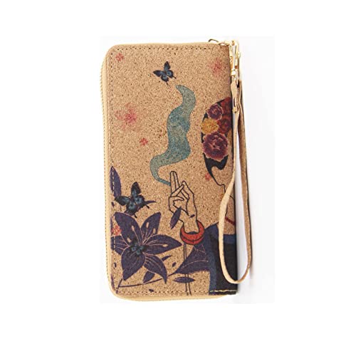 Frida Kahlo Cork Vegan Wristlet Wallet Mexican Art Design3