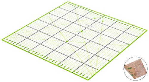 Regla de Patchwork 30 x 30 cm con Pegatinas Antideslizantes Gratuitas. Regla Universal Transparente con dimensiones en cm y ángulos