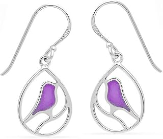 Boma Jewelry Sterling Silver Bird Teardrop Inlay Earrings