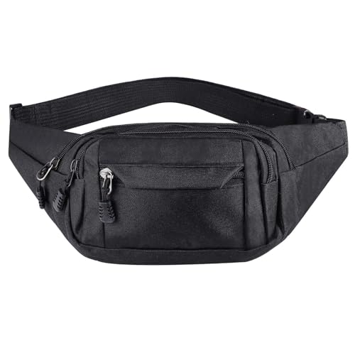 Bauchtasche Schwarz, Gürteltasche Hüfttasche Herren Damen DIY Wurfbeutel Karneval Faschingsdeko Gürteltasche Hip Bag Wasserdicht Einstellbar für Hundetraining Reise Wandern Camping Laufen
