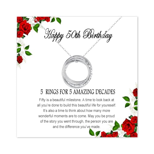 Toplstud Regalos de cumpleaños número 40, 50 y 60 para mujeres, collares de plata de ley 925 para mujer, regalo de joyería de cumpleaños para mujeres, hermana, mamá, tía, Plata esterlina