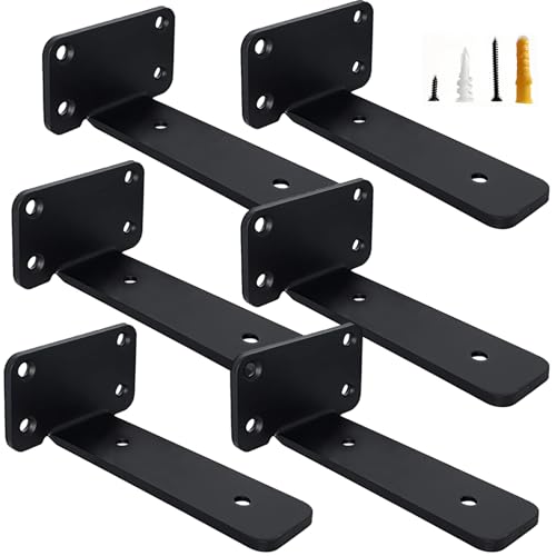 Support d'étagère robuste lot de 8 équerres 15 cm métal noir 5 mm - 2
