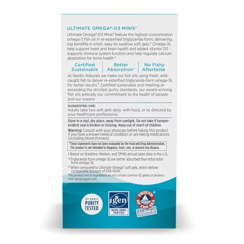 Nordic Naturals Ultimate Omega 2X Mini D3, 1120mg+1000IU, Lemon - 60 Count - image 6