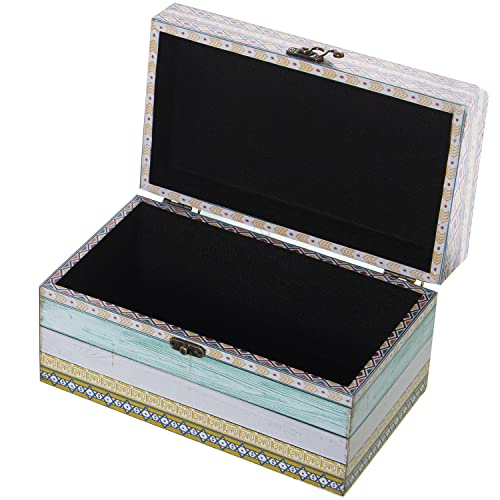 Boîtes en bois MDF et toile polyester lot de 2 boîtes rectangulaires à rayures - 3