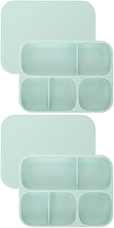 NOLITOY Placa De Compartimento Com Tampa 2 Peças Placas Divididas De Silicone Sucção Placa Para Bebês Placas Divididas Para Crianças Pratos Para Bebês Pratos De Jantar Placa De