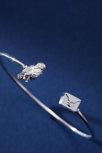 Alex and Ani Harry Potter, Hedwig and Letter Flex Cuff, Shiny Silver Finish, Silver Adorned with Clear Crystals2