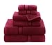 Cotton Craft Ultra Soft 6 Piece Towel Set Burgundy, Luxurious 100% Ringspun Cotton, Heavy Weight & Absorbent, Rayon Trim - 2 Oversized Large Bath Towels 30x54, 2 Hand Towels 16x28, 2 Wash Cloths 12x12