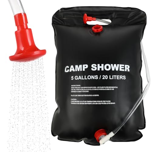 Flearitzo 20L Doccia Portatile da Campeggio - Borsadoccia da Campeggio Portatile per Esterni, con Tubo Rimovibile e Soffione da Appendere Ideale per Doccia Campeggio Escursionismo e Outdoor (Nero)