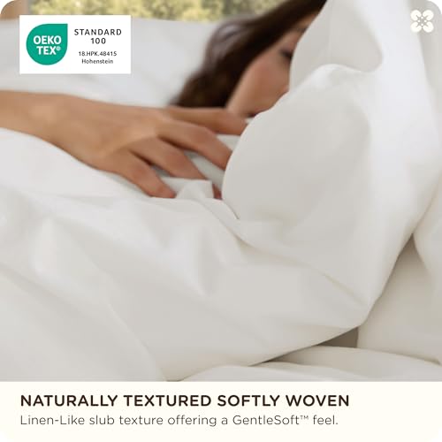Image of Bedsure PureWoven 100% Cotton Slub Weave Duvet Cover Set, Full Set, 3-PC