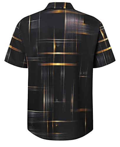 Hardaddy Men's Hawaiian Shirt Short Sleeves Printed Button Down Summer Beach Casual Shirts Black XL - Image 4