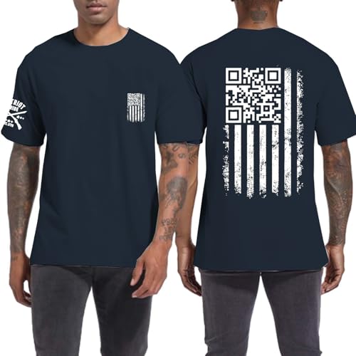 Men's American Flag Short Sleeve Graphic T-Shirt 47th President Dance QR Code Funny Tshirts Tops