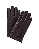 Bruno Magli Men's Quilted Leather Gloves with Wrist Strap - 100% Nappa Leather, Cashmere-Lined Luxur
