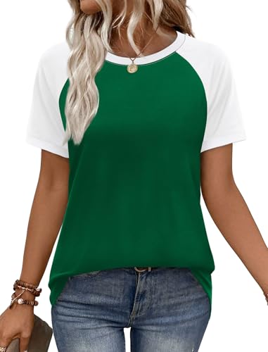 WIHOLL St Patricks Day Shirt Women Short Sleeve Tops Trendy 2026 Summer Fashion Clothing Vacation Outfits Spring Break Essentials Basic Tees White Green M