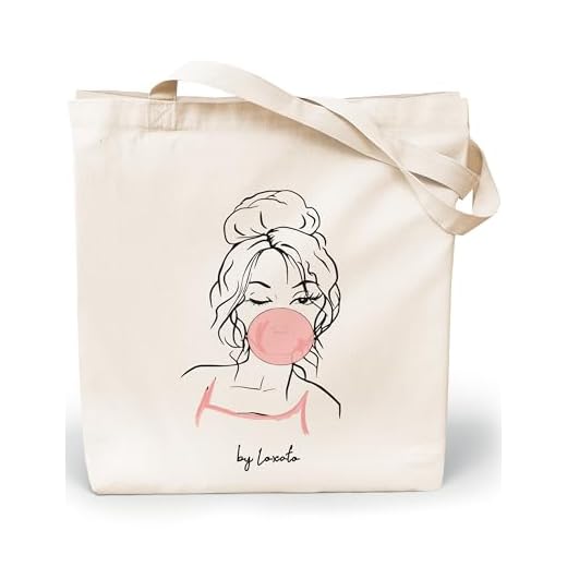 Loxato Bolsa Tela Tote Bag Tela Bolsos Bandolera Mujer Bolsas de Algodón Natural 100% Bolsas Reutilizables Extra Ancho 8cm Asas Largas 70cm 220 gr/m2 Bolsas de Tela Bonitas Bolsas de Tela Grande