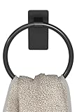 STWWO Adhesive Towel Ring, Hand Towel Holder for Bathroom, Adhesive Round Towel Ring for Bath RV, Black