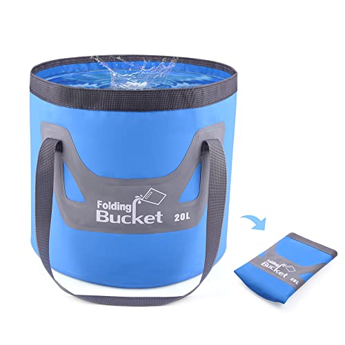 WOLFWILL 20L Cubo Plegable Camping, Cubo de Agua Plegable Cubo de Camping Cubo Plegable Cubo de Pesca Plegable Portátil Multifuncional,Ligera y Robusto Cubo Plegabl Pesca y Camping Jardín, Exterior Cover