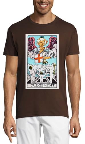 T-shirt homme chocolat coton col rond imprimé carte de tarot le Jugement vêtement mode