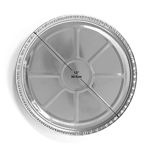 Kacooma 12" Disposable Foil Pizza Pan Trays - 12 Pack Round Pizza, Focaccia, Cookies, Cakes - With 8" Silicone Basting Brush #TOP5