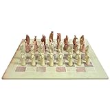 Global Crafts Hand-Carved Soapstone 15-inch Board and Animal Chess Set (Kenya)
