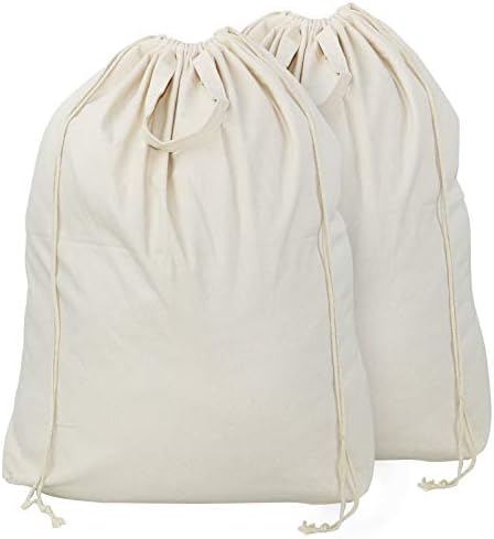 2 Pcs Canvas Laundry Bags with Carrying Handles & Drawstring Closure, Machine-washable Laundry Lining Bags for Laundry Hamper or Baskets