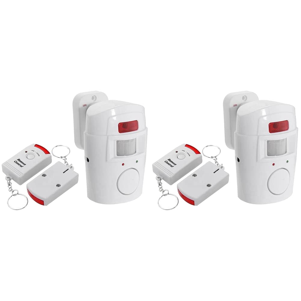Fegtrty 2X Infrared Motion Sensor Alarm - Burglar Alarm With 4 Remote Controls, Suitable For Home/Garages/Shops