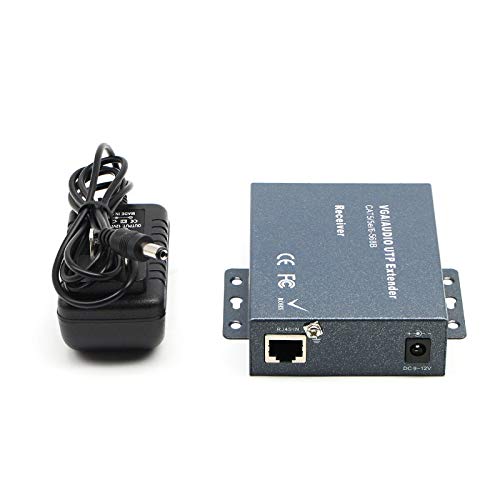 Gimax VGA extender receiver 200M range, single cable signal amplifier, VGA - RJ45 video extender - (Color: Receiver)