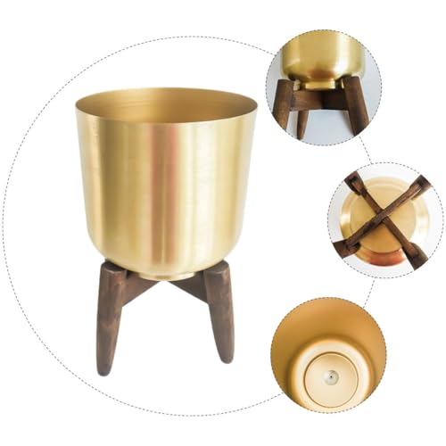 Pot de fleurs moderne en fer et bois support plante intérieur - 6