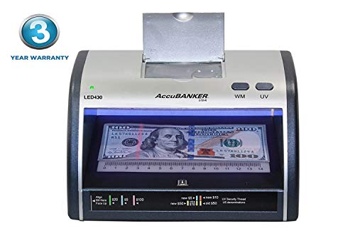 Accubanker Led430 6-Point Cash Multi Currency & Card Counterfeit Detector Money Checker With Superbright Led Ultraviolet, Magnetic & Size Detection. Commercial Grade, Ul Listed #TOP6