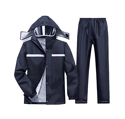 Manteau de pluie imperméable à capuche ensemble veste pantalon noir mixte
