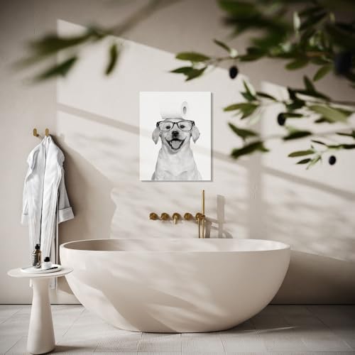 GFDHXSG Dog Wall Art for Bathroom, Black and White Labrador Canvas Picture, Size 7.9 x 9.8 Inches — view 6