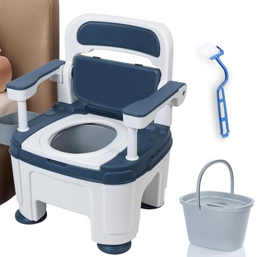 Bedside Commode,Portable Toilet for Adults with Adjustable Handles,Adult Potty Chair for Seniors Weight Capacity 882 lbs,Height Adjustable Mobile Portable Toilet for Seniors Adults