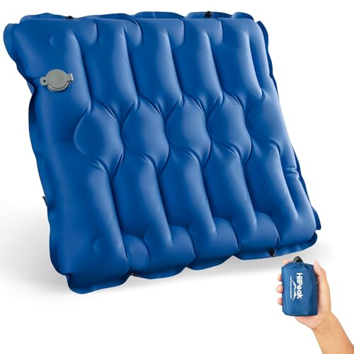 HiiPeak Inflatable Seat Cushion, Lightweight Compact Stadium Seat Pad Camping Air Seat Cushion for Airplane Travel Boating Bleachers Backpacking Hiking Office Car Sports Events Concert(Blue)