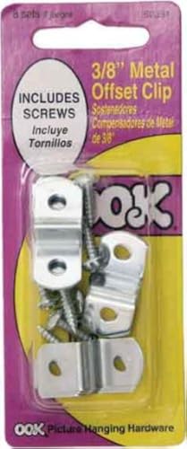 OOK 50234 Offset Mirror Clips with Hardware, Steel Mirror Holders, Wall Anchors (3/8