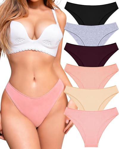Image of UNDER THE SEA Cotton Underwear for Women 6 Pack Sexy Bikini High Cut Breathbale Cheeky Panties Underwear Womens Lingerie