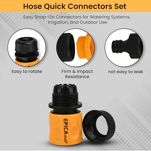 Image of Hose Quick Connectors Set - Durable ABS 1 /2 inch Inch Garden Hose Fittings - Easy Snap-On Connectors for Watering Systems, Irrigation, and Outdoor Use - Leak-Proof and Rust-Resistant Design CE-60520