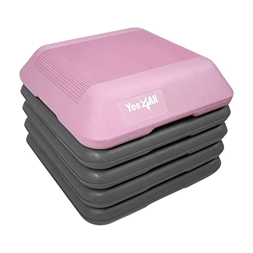 イエスフォーオール(Yes4All) エアロビクスプラットフォーム ピンク/グレー 41cm×41cm×10cm シングルステップ ライザー4点付き 5段階の高さ調節 踏み台昇降 ステップ台 滑り止め 【日本正規輸入品】 CXKW
