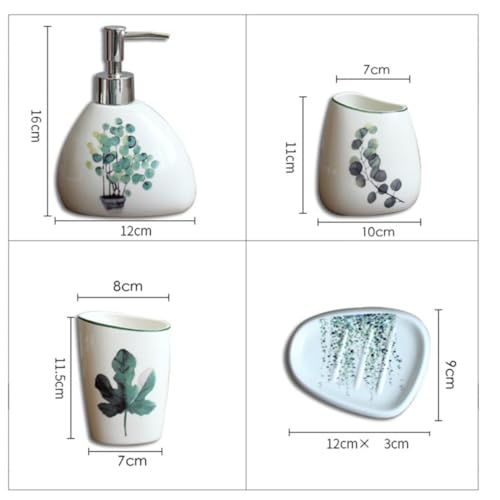 Set Accessoires Salle de Bain Céramique Gobelets Distributeur Organisateur