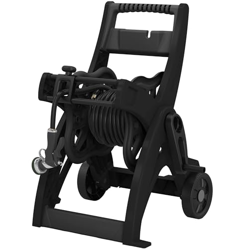 175FT Hose Reel Cart, Garden Water Hose Reel with Rolling Cart and Wheels, Durable Metal Frame, Easy Transport and Storage for Outdoor Watering
