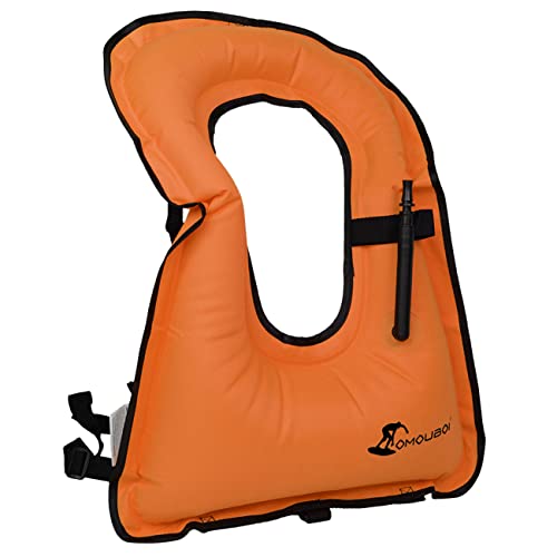 Inflatable Snorkel Vest Adults, Swim Vest Jackets for Women/Men,Snorkeling Jackets for Kayaking, Paddle Boarding, Fishing, Surfing, Snorkel, Watersports, Rafting (Orange)