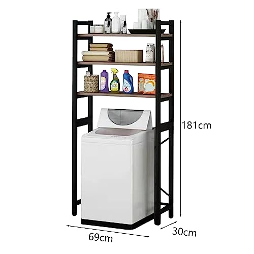 Image of 1 Set Over The Toilet Storage, 3-Tier Bathroom Laundry Storage Rack Space-Saving Organizer Household Supplies (Black)