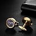 OIDEA Watch Cufflinks for Men: Fashion Round Analog Quartz Real Working Watch Cufflinks Pair Business Dress Roman Numerals Watch Cuff Links Gift for Him, Gold Case Blue Dial