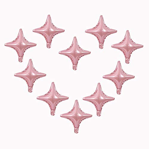 AnnoDeel 50 pcs 10 Inch Star Foil Balloons, Rose Gold Star Foil Balloons Pink Party Mylar Balloon for Baby Shower Wedding Birthday Decoration