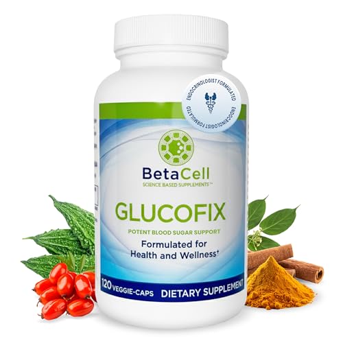 BETACELL Glucofix - Berberine Supplement - Herbal Supplement with Cinnamon Gymnema Berberine Bitter Melon and Turmeric - 120 Capsules