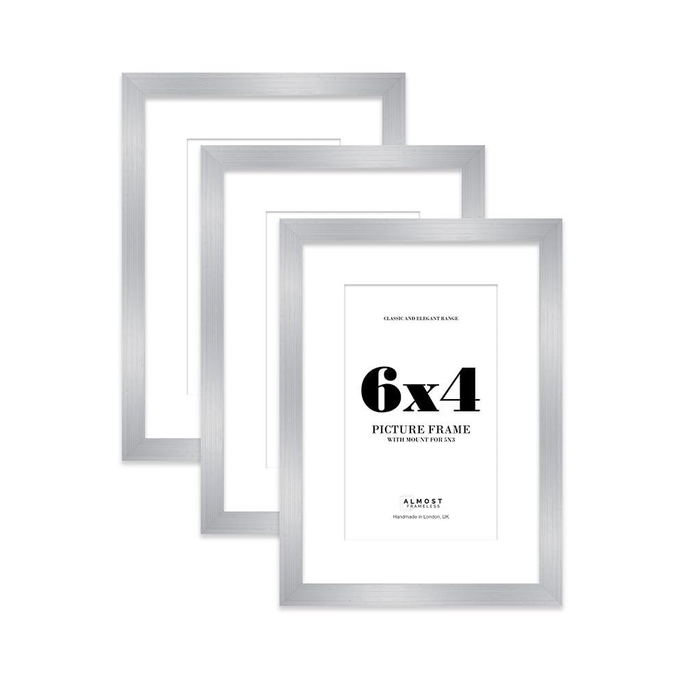 Silver Picture Frame 6x4 With 5x3 Mount for Photos - Wall & Table Display, Landscape or Portrait, 3 Pack โ image 1