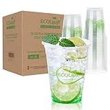 ECOLipak 1000 Count 16 OZ Clear Compostable Plastic Cups, Disposable Plant-Based Biodegradable Drinking Party Cups, PLA Plastic Cold Tumblers for Restaurant, Office, Canteen, Large Gathering
