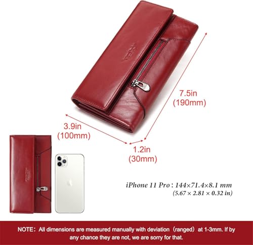XZDEAIR Porte-Monnaie Embrayage de Portefeuille à Long Portage RFID Blogage de Cartes de Carte de Grande capacité Purseurs de Monnaie de Cartes de Vaches Cow Hide Pornets pour Femmes Sac à Main – vue 2
