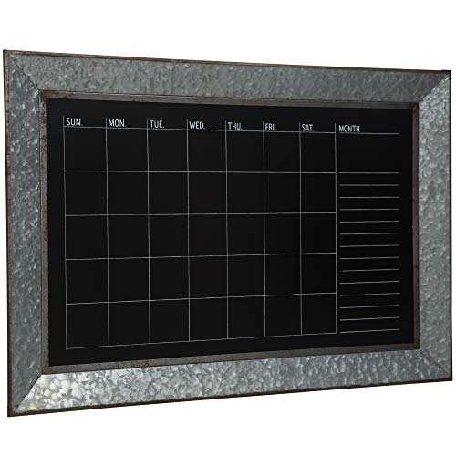 Everly Hart Collection Rustic Galvanized Metal Framed Mount Chalkboard Calendar Decor Or Wall Art #TOP2