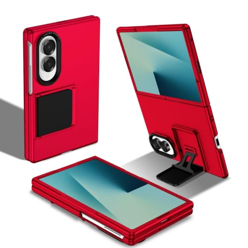 �yLHNUNP�zSamsung Galaxy Z Fold 8 �P�[�X �ڗ����Ȃ��L�b�N�X�^���h�t�� �����Y�t���[�������߂̃~�j�}���Ȓ����^�X�����n�[�hPC���V���v���ϏՌ��P�[�X, Red